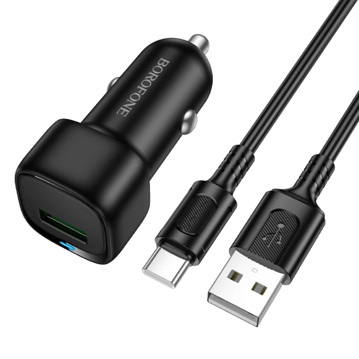 Auto-Ladegerät mit USB-C Kabel Borofone BZ34 Cloud, 18W, 3A, 1 x USB-A, Schwarz