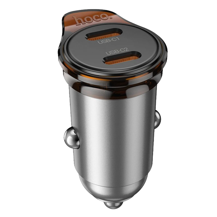 Auto-Ladegerät HOCO NZ16B, 45W, 3A, 2 x USB-C, Grau