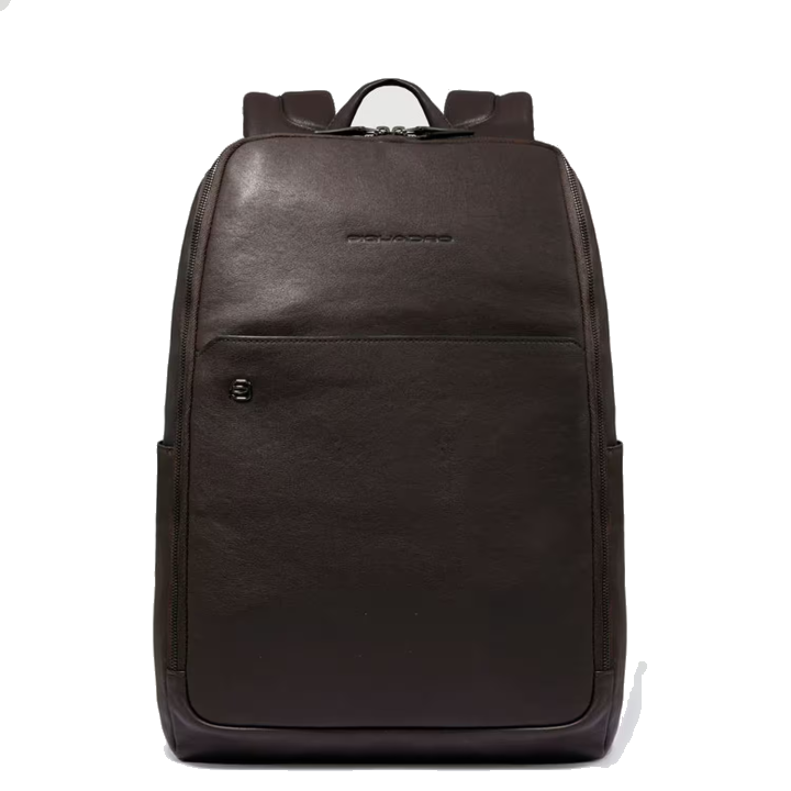 Piquadro Black Square Leder-Laptop-Rucksack 14" Dunkelbraun