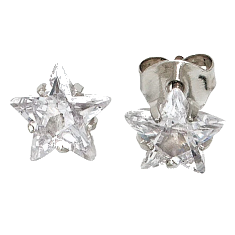 Ohrstecker Stern Sterne 925 Sterling Silber rhodiniert 2 Zirkonia Ohrringe