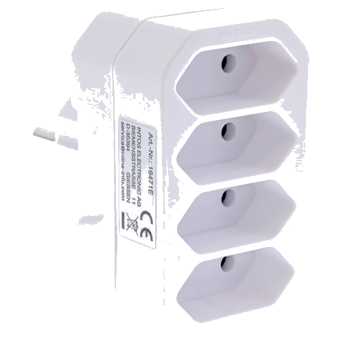 InLine® Steckdosenadapter, Schutzkontakt-Stecker auf 4x Eurobuchse