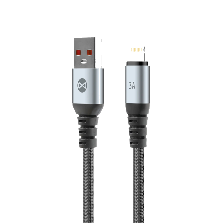 USB-A - Lightning Forever Braix Daten- und Ladekabel, 18W, 1m, Schwarz