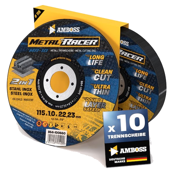 10x Amboss Metal Racer Trennscheibe | Ø115 mm - 1 mm - 22.23 mm |