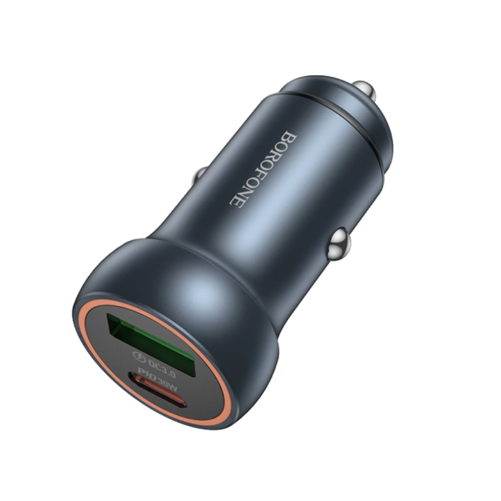 Auto-Ladegerät Borofone BZ32A Fresh, 30W, 3A, 1 x USB-A - 1 x USB-C, Grau