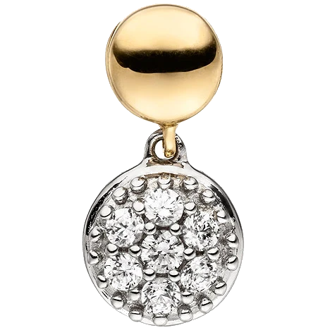Anhänger 375 Gold Gelbgold Weißgold bicolor 7 Zirkonia Goldanhänger