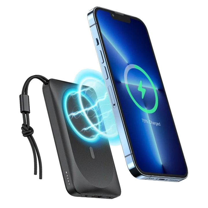 Externer Wireless-Akku Veger VP1151 / W1151, 10000mAh, 22.5W, QC + PD + FQI, 1 x QI - 1 x USB-A - 1 x USB-C, Schwarz