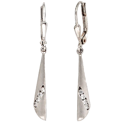 Boutons 333 Gold Weißgold mattiert 8 Zirkonia Ohrringe Ohrhänger Goldohrringe