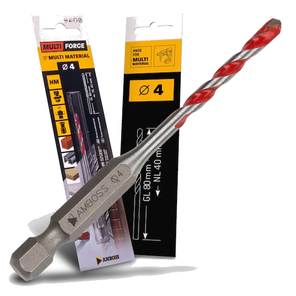 Amboss Multi Force Hartmetall Bohrer - Ø4 mm - GL: 80mm - NL: 40mm