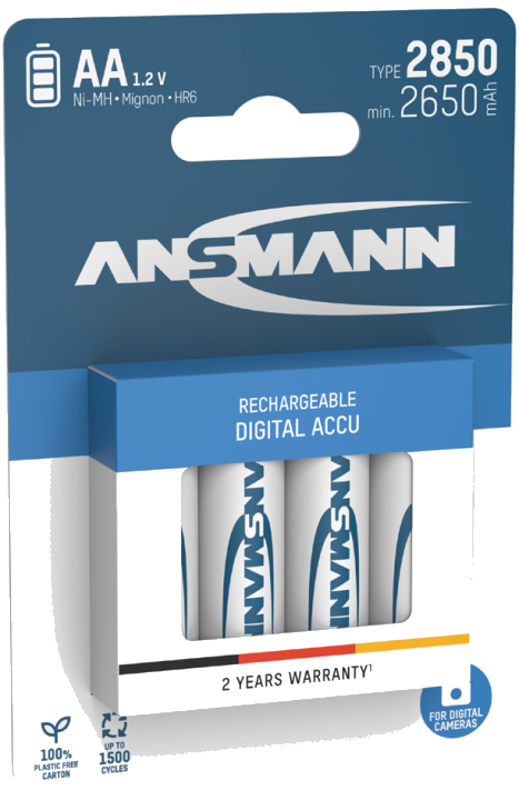 ANSMANN Digital NiMH Akku, Mignon AA, 2.850 mAh, 4er Blister