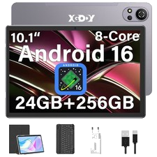 2026 Neu Tablet Android 16 24GB RAM+256GB 8000mAh 10.1 Zoll 4G LTE 2SIM WlFl IPS
