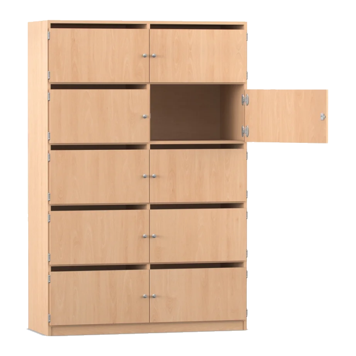 Schließfachschrank mit 10 Briefschlitzen, 190 x 126,4 cm, Buche hell