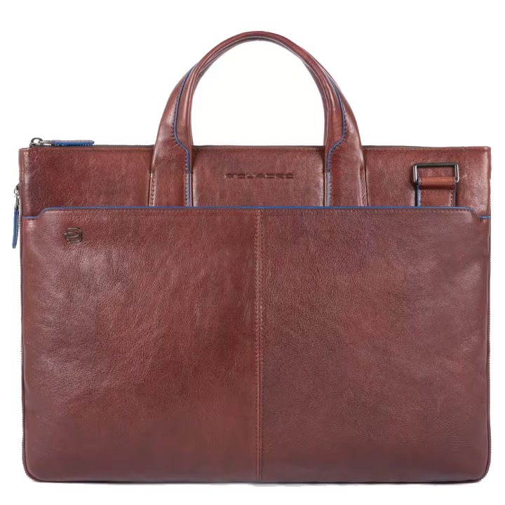 Piquadro Blue Square Special Schmale, ausdehnbare Laptoptasche dunkelbraun