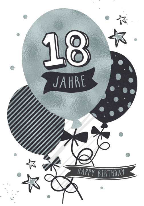 CACTUS Geburtstagskarte , Luftballon, - 18. Geburtstag