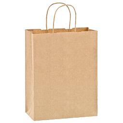 Papier-Tragetasche gerippt, 24 x 32 x 11 cm, natur