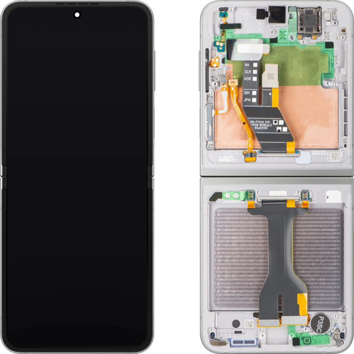 Display mit Touchscreen Samsung Galaxy Z Flip6 F741, mit Rahmen, Sub Inner, Silber (Silver Shadow), Service Pack GH82-35013A