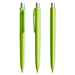 prodir® Druckkugelschreiber DS8 Soft Touch PRR Push, blaue Mine, hellgrün/silber satiniert