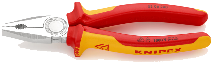 KNIPEX 03 06 200 Kombizange 200 mm VDE isoliert verchromt mit Mehrkomponenten-Hüllen