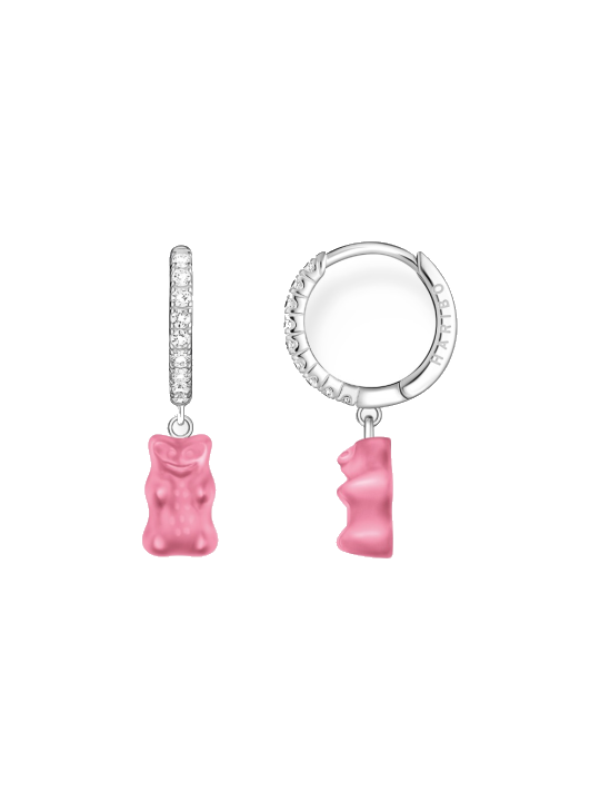 Thomas Sabo CR726-052-9 Silberne Einzel-Creole mit pinkem Goldbären 28,0 mm Damen