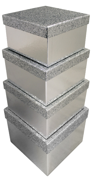 Clairefontaine Geschenkboxen-Set , Glitter silber, , 4-teilig
