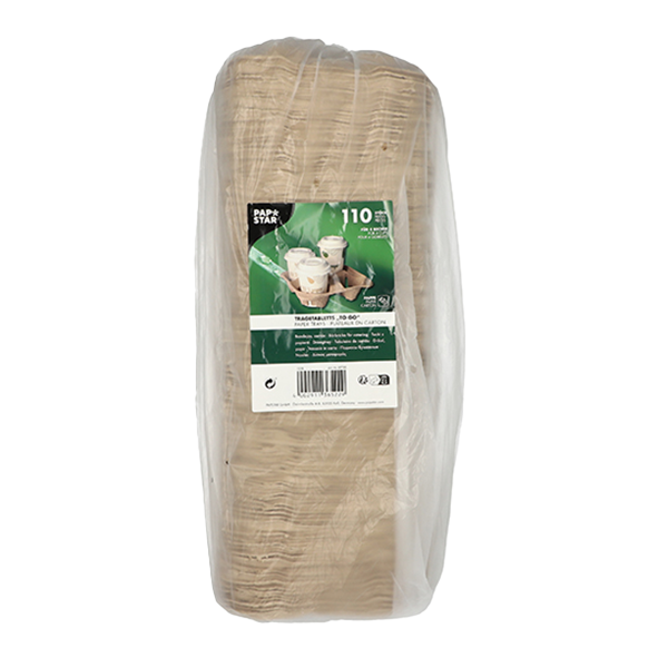 PAPSTAR Tragetabletts, Pappe "To Go" 4,7 x 22,4 x 22,4 cm natur, für 4 Becher