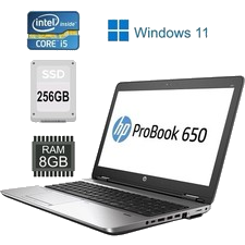 HP Probook 650 G2 Akku NEU 15,6´´ FHD Core i5 6 Gen 8Gb 256GB Win 11 Pro Grade B
