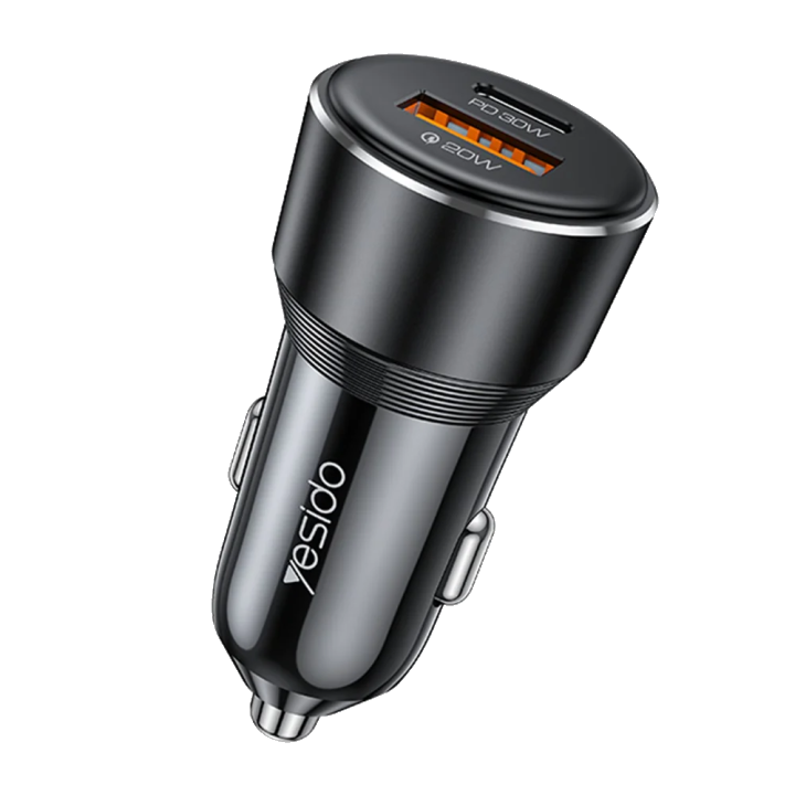 Auto-Ladegerät Yesido Y64, 50W, 3A, 1 x USB-A - 1 x USB-C, Schwarz