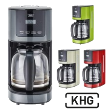 Kaffeemaschine Permanentfilter Rot Grün Grau Creme 12 Tassen Timer Display KHG