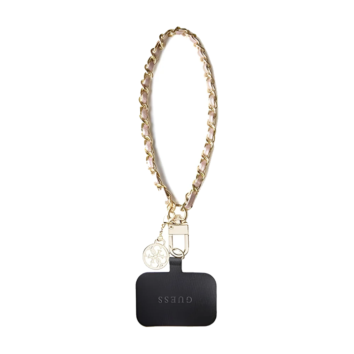 Guess Saffiano 4G Charm Telefonkordel, Schwarz