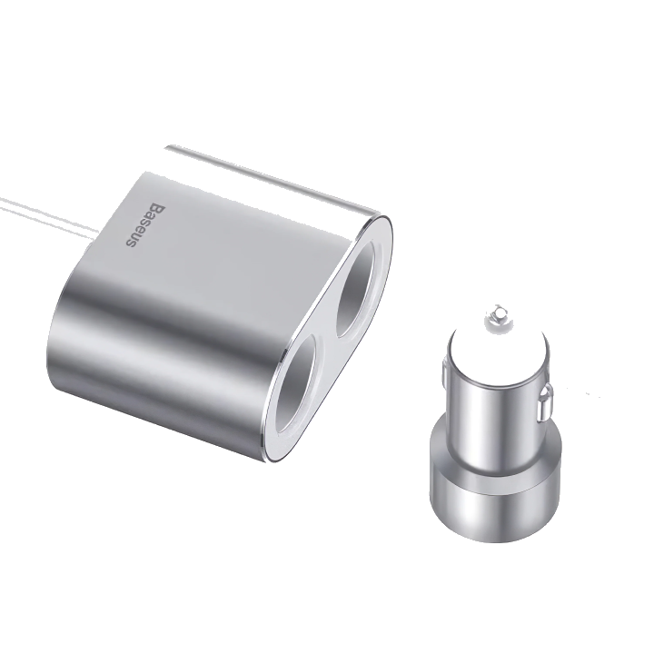 Baseus High Efficiency KFZ-Ladegerät 95W | 2x USB-A & 2x Zigarettenanzünder | Silber