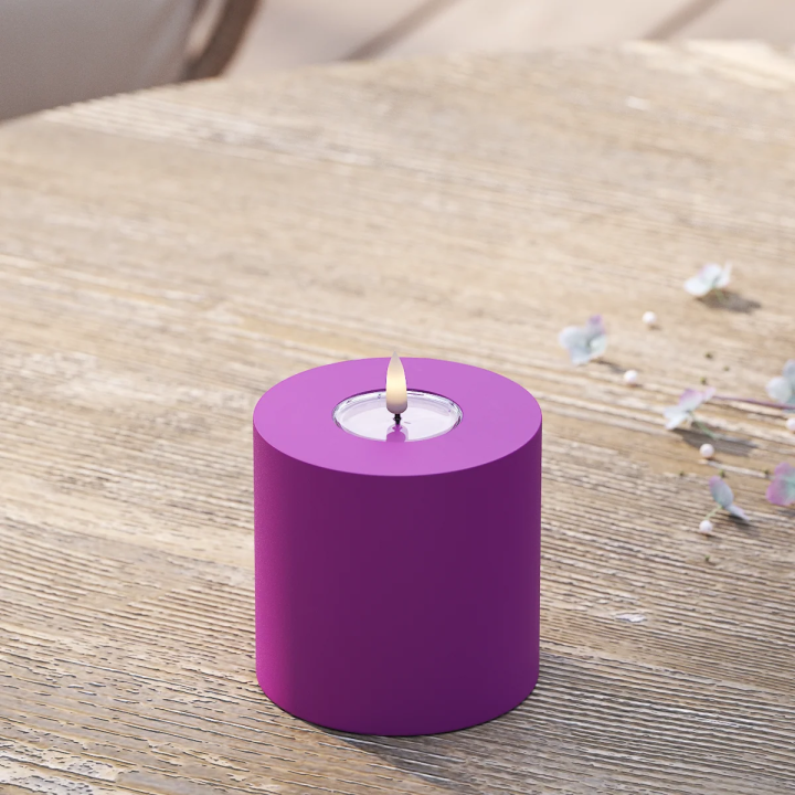 LED-Blockkerzen für den Außenbereich Ø 10 x 10 cm Violett