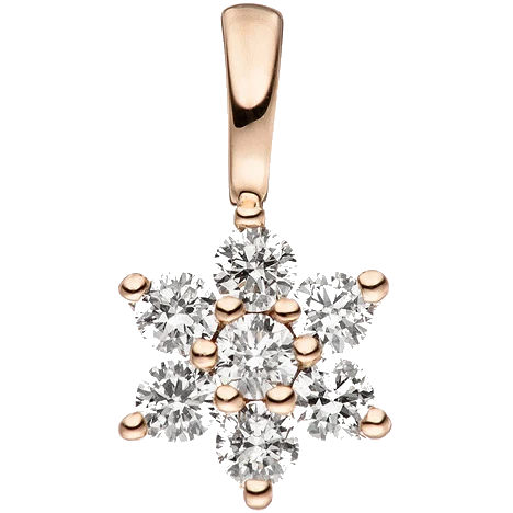 Anhänger 585 Gold Rotgold 7 Diamanten Brillanten Goldanhänger Brillantanhänger