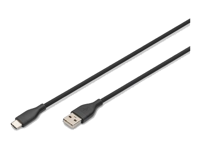 DIGITUS USB 2.0 Kabel Typ C -A Silikon St/St 0,5m schwarz