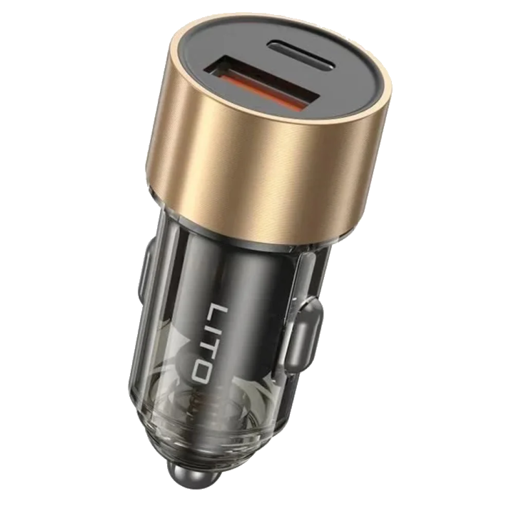 Auto-Ladegerät Lito IN-C04, 52W, 3A, 1 x USB-A - 1 x USB-C, Schwarz