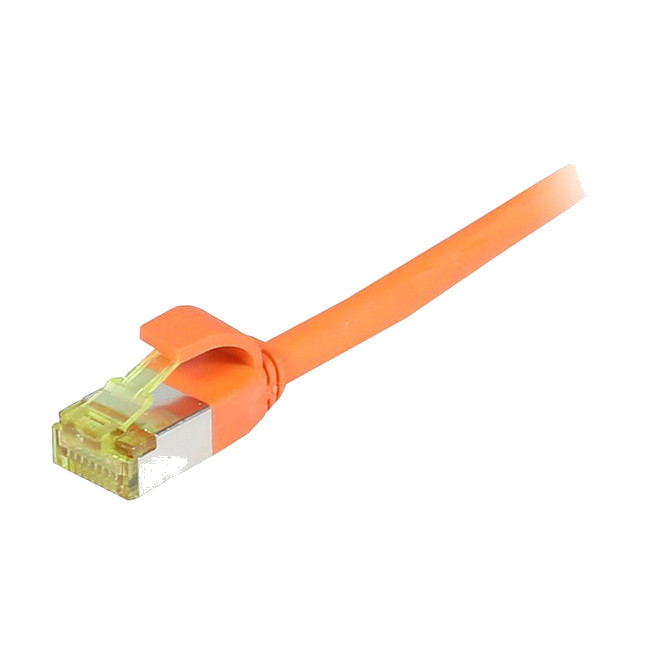 Synergy21 Patchkabel RJ45, CAT6A 500Mhz, 1,0m, orange, S-STP(S/FTP), slimline rund d=4,5mm, TPE/LSZH(Superflex), AWG28, mit CAT7 Rohkabel,