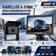 7" LCD Auto Rückfahrkamera Monitor LKW Bus Funk Kabellos Rückseiten Kamera