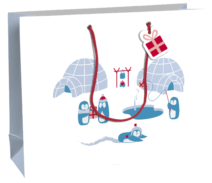 Clairefontaine Weihnachts-Geschenktüte , Pinguine, , groß