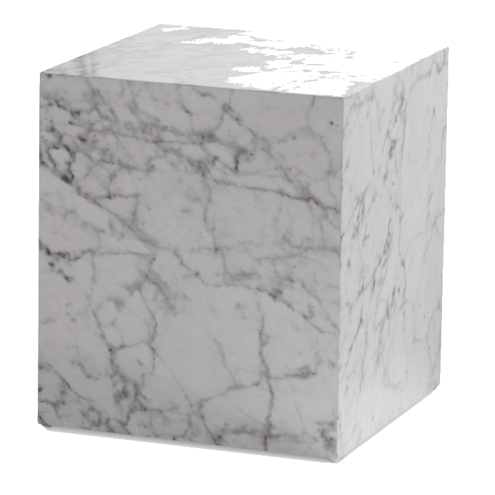 FineBuy Couchtisch MONOBLOC 40x40x45 cm Hochglanz mit Marmor Optik, Wohnzimmertisch Cube Quadratisch, Design Sofatisch, Lounge Beistelltisch Würfel-Form