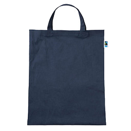 Fairtrade Baumwolltasche mit kurzen Henkeln, dunkelblau