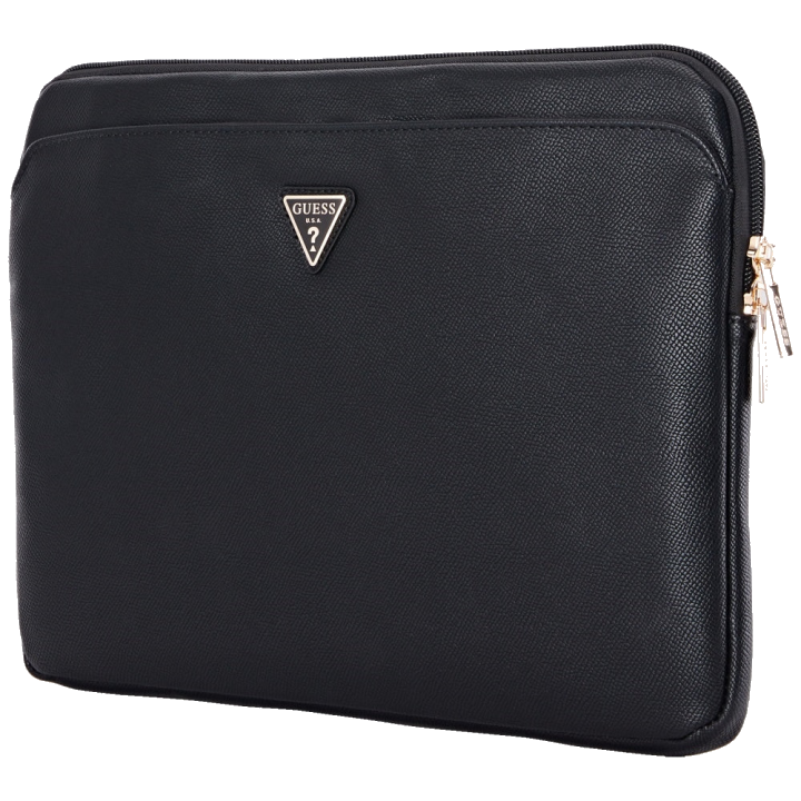 Guess Grained Triangle Logo Hülle für 14-Zoll-Laptop, Schwarz