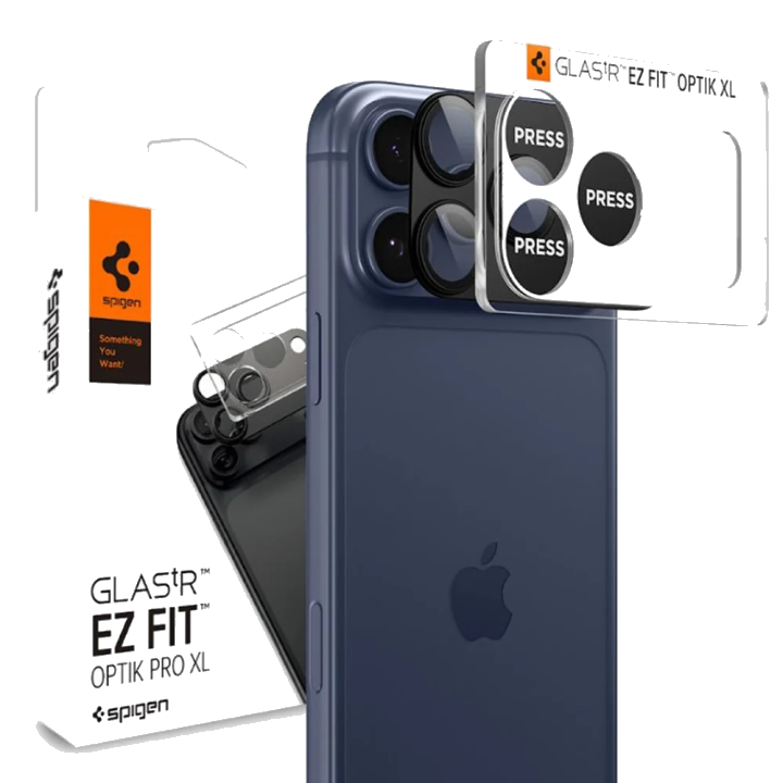 Schutzfolie Rückkamera Spigen GlastR EZ FIT Optik Pro XL für Apple iPhone 17 Pro Max, Gehärtetes Glas, Schwarz AGL10649