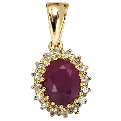 Anhänger 585 Gold Gelbgold 16 Diamanten 0 16ct. 1 Rubin rot Goldanhänger