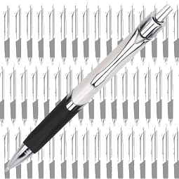 Werbe-Set: 100 LANCE® Metall-Kugelschreiber Triangle, inkl. Druck, blaue Mine, perlweiß