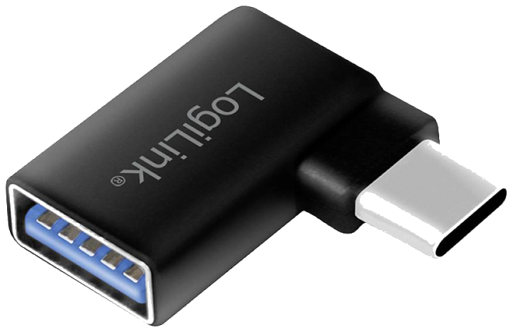 Logilink Adapter USB 3.2 Gen1 Type-C,C/M zu USB-A/F,90°,schw