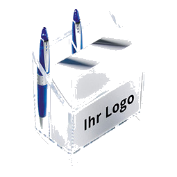 Zettelbox mit Schreibgerätehalter, transparent