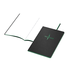 Geiger-Notes Tablet-Book A5 schwarz, Farbschnitt und Prägung in grün