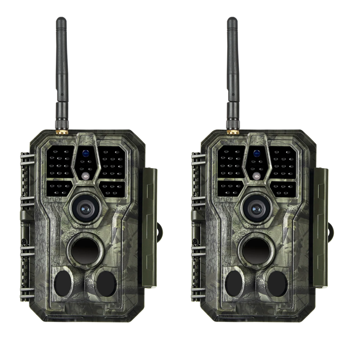 2-tlg. Wildkamera Wlan Fotofalle Jagdkamera Wildtierkamera 64MP 1296P 0,1s Schnelle Trigger Geschwindigkeit Nachtsicht Bewegungsmelder 110°PIR IP66 Wasserdichter | A280W Mattes Militärgrün
