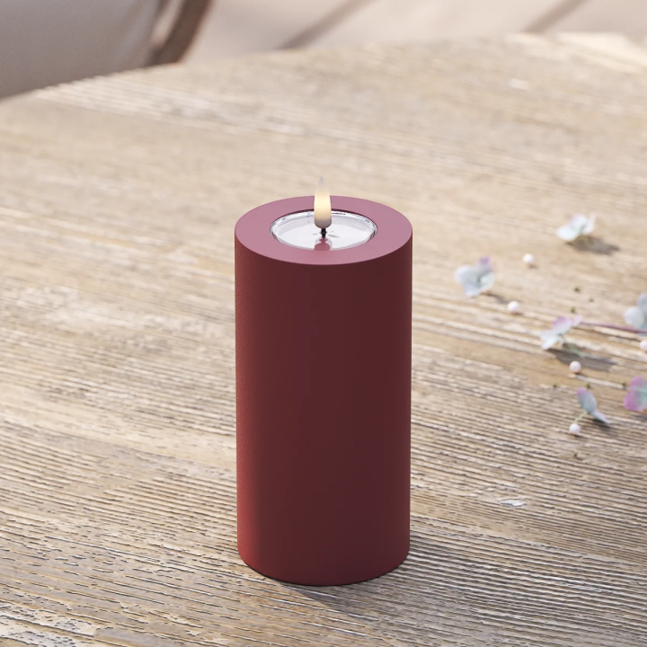 LED-Blockkerzen für den Außenbereich Ø 7,5 x 15 cm Bordeaux
