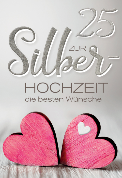 CACTUS Hochzeitskarte , Silberhochzeit Herzen,