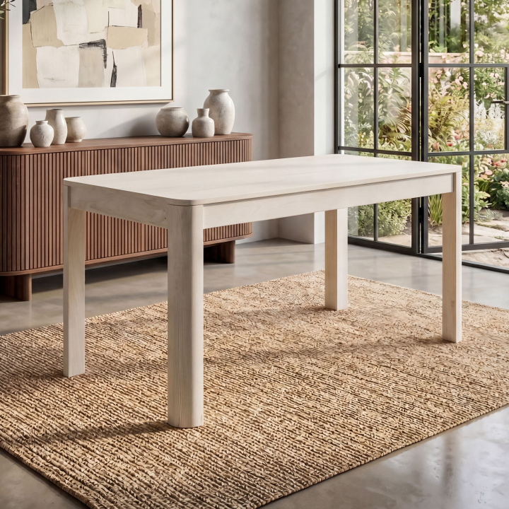 Esstisch Massivholz 120cm Esszimmertisch White Wash Küchentisch 6 Personen Tisch