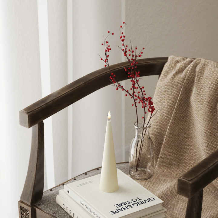 LED Kegelkerzen, 20 cm, Creme